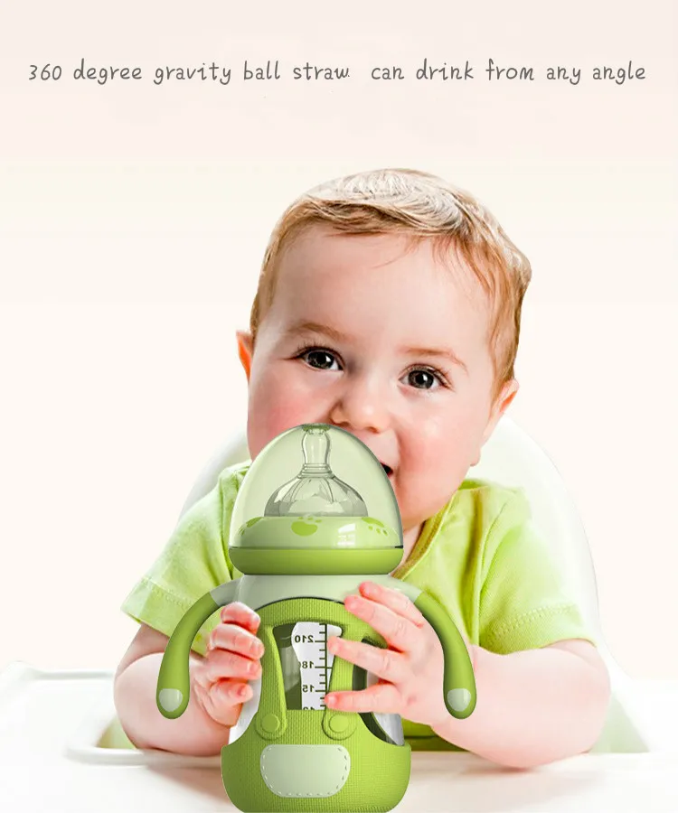 

300ML Oberni with silicone cover glass bottle high borosilicate glass baby bottle baby bottle 0-8 years old