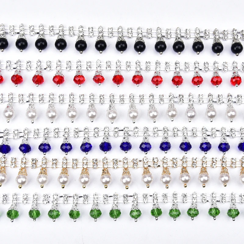 1 ярд/лот жемчужная прозрачная кристальная стразы прямая цепочка отделка