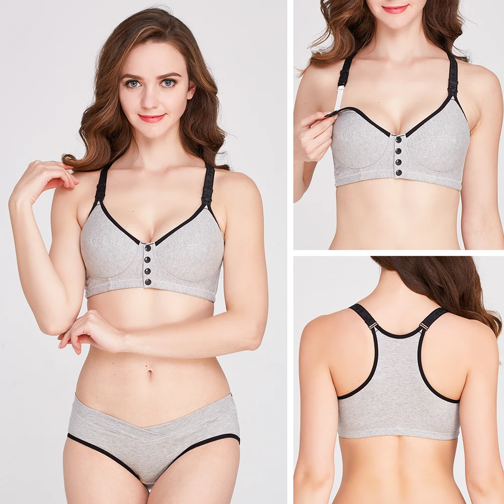 SLAIXIU-sujetadores de lactancia para mujer, BraMaternity, bragas, ropa interior, Sujetador de lactancia, conjunto de embarazo de maternidad, deportes de lactancia-4