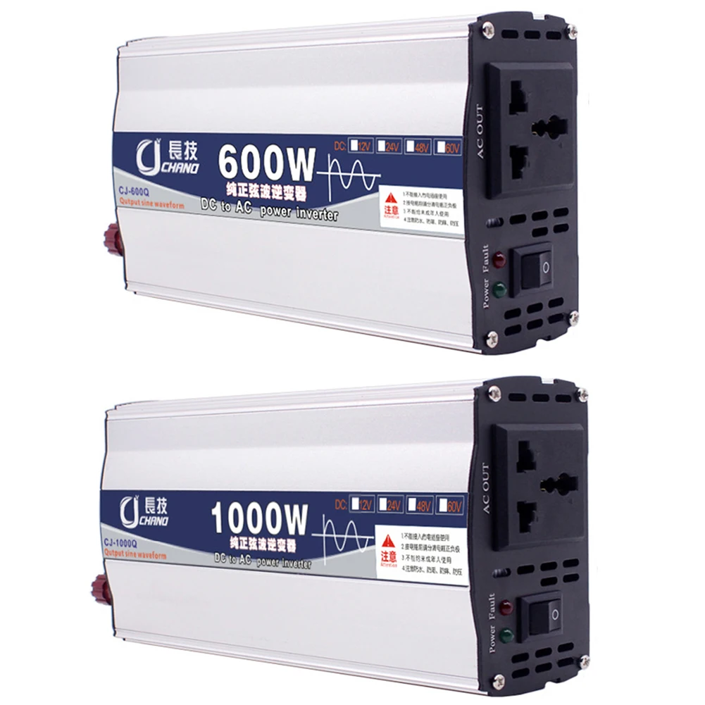 

600W 1000W Adapter Power Inverter LED Display Transformer Surge Protection Practical Pure Sine Wave 12V 24V To 220V Converter
