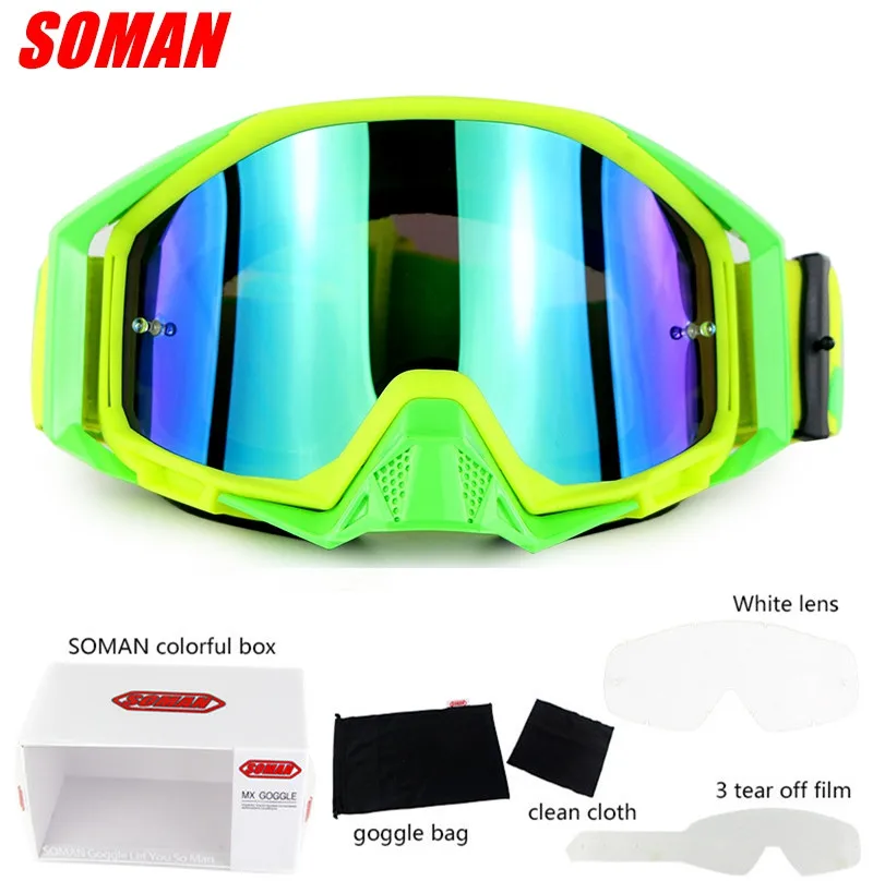 Yellow Green SM13 очки для мотокросса, очки для лыжного спорта Brillen, спортивные очки MX, очки для внедорожного шлема Gafas для мотоцикла ATV DH MTB lunetes - Цвет: Yellow Green