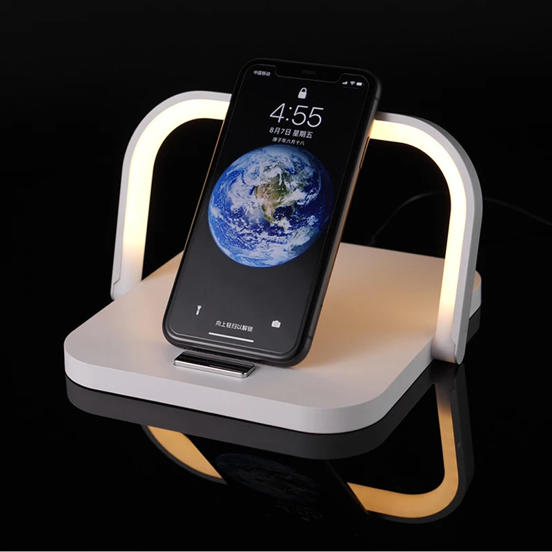

Modern Led Table Lamp Fast Qi Wireless Charger Fast Charging Stand Holder Hands Free For iphone Huawei Xiaomi Redmi Samsung