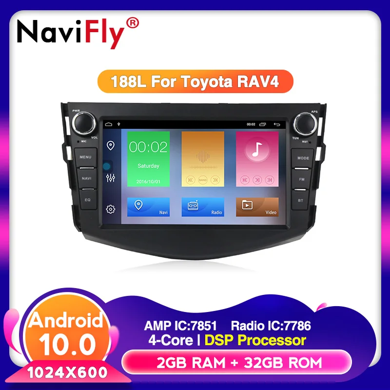 NaviFly 8 дюймов Android 10 2Din автомобильный gps-навигатор плеер для Toyota RAV4 2007-2010 стерео