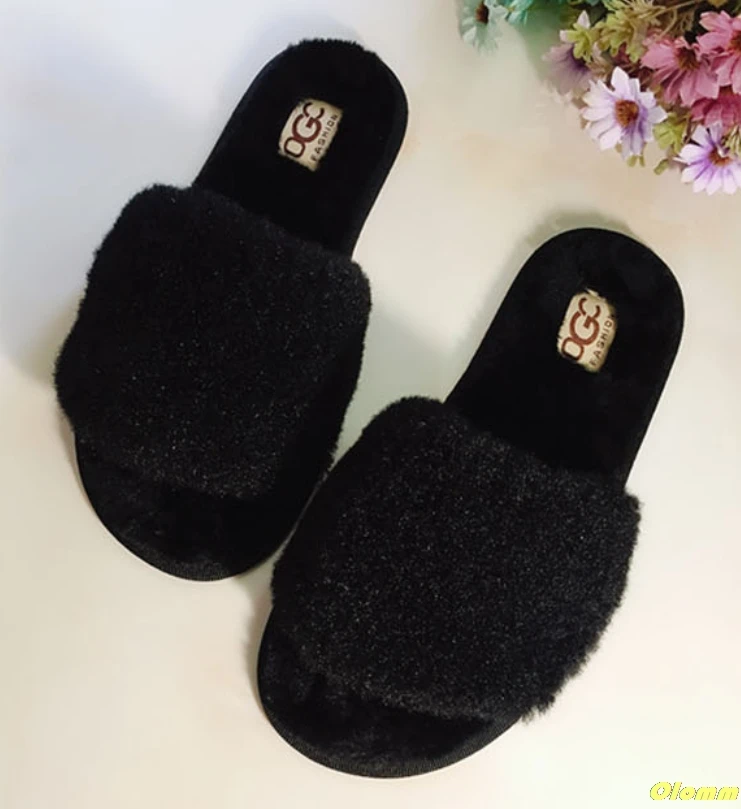 

Real Ostrich Fur Slippers Women Home Fluffy Sliders Comfort Furry Summer Flats Sweet Ladies Shoes Female Furry Indoor Flip Flops