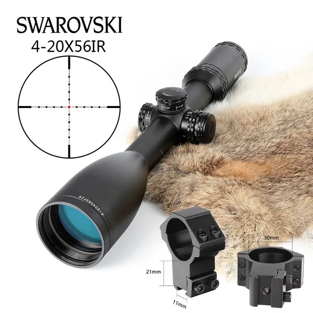 with Dovetail Rings Имитация Swarovskl 4-20x56 SFIR оптические прицелы Mil Dot glass Crosshairs тактический прицел оптические прицелы для охотничьих ружей - Цвет: with Dovetail Rings
