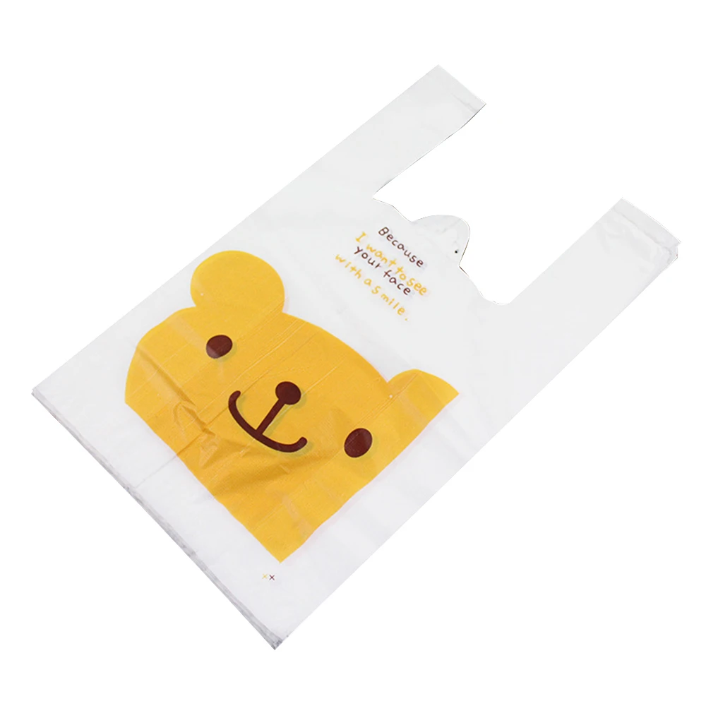 100 шт мультяшный смайлик жилет мешок удобный Розничный супермаркет продуктовые