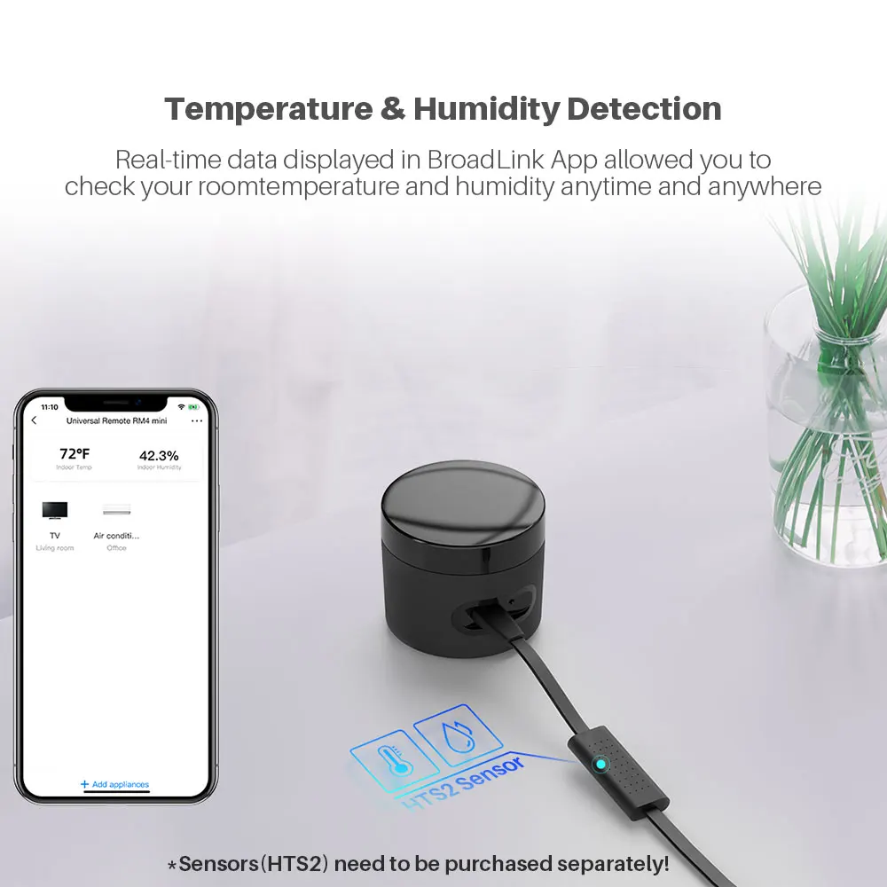 

Broadlink RM4 Mini HTS2 BestCon RM4C Mini 4G WiFi IR Universal Remote Control Smart Home Automation Works With Alexa Google Home