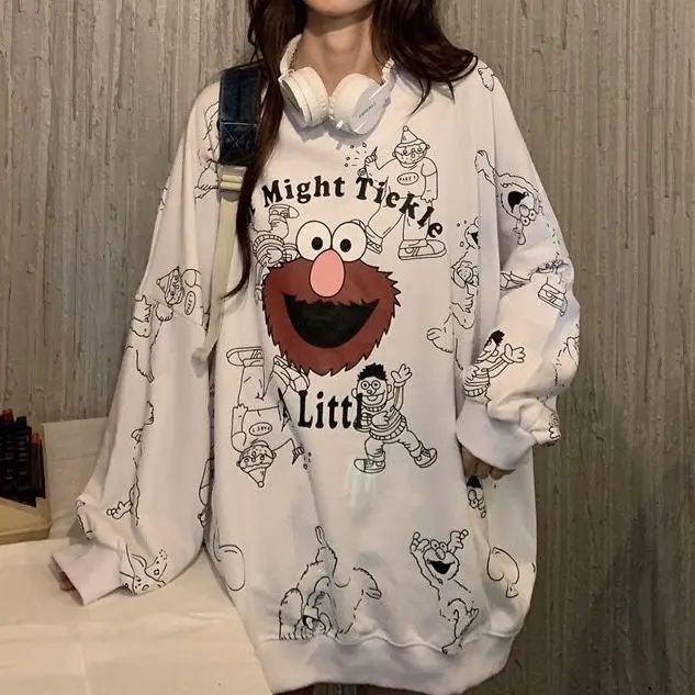 

Футболка женская с круглым вырезом, креативная Свободная рубашка с длинным рукавом, в стиле оверсайз, повседневная одежда в стиле хип-хоп, у...