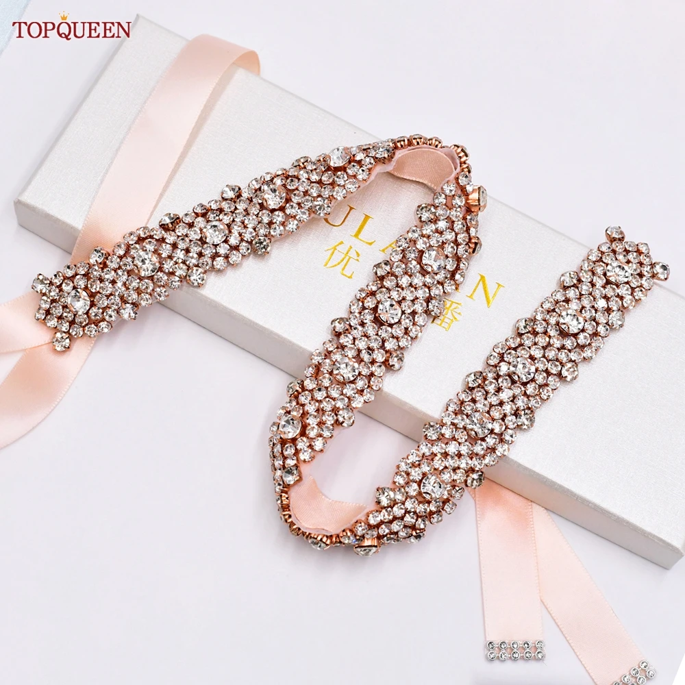 TOPQUEEN S28B-RG пояс из розового золота роскошные стразы свадебные аксессуары подружка