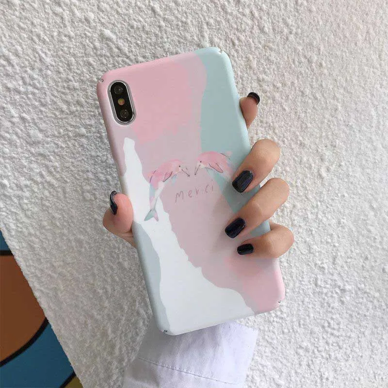 Милые Розовые дельфины Твердые чехлы из PC для huawei P20 P30 lite Nova 3 3i 4 5 5i Honor 8X 9X 7X 7C 9 10 lite 20 V20 Y7Prime Y9