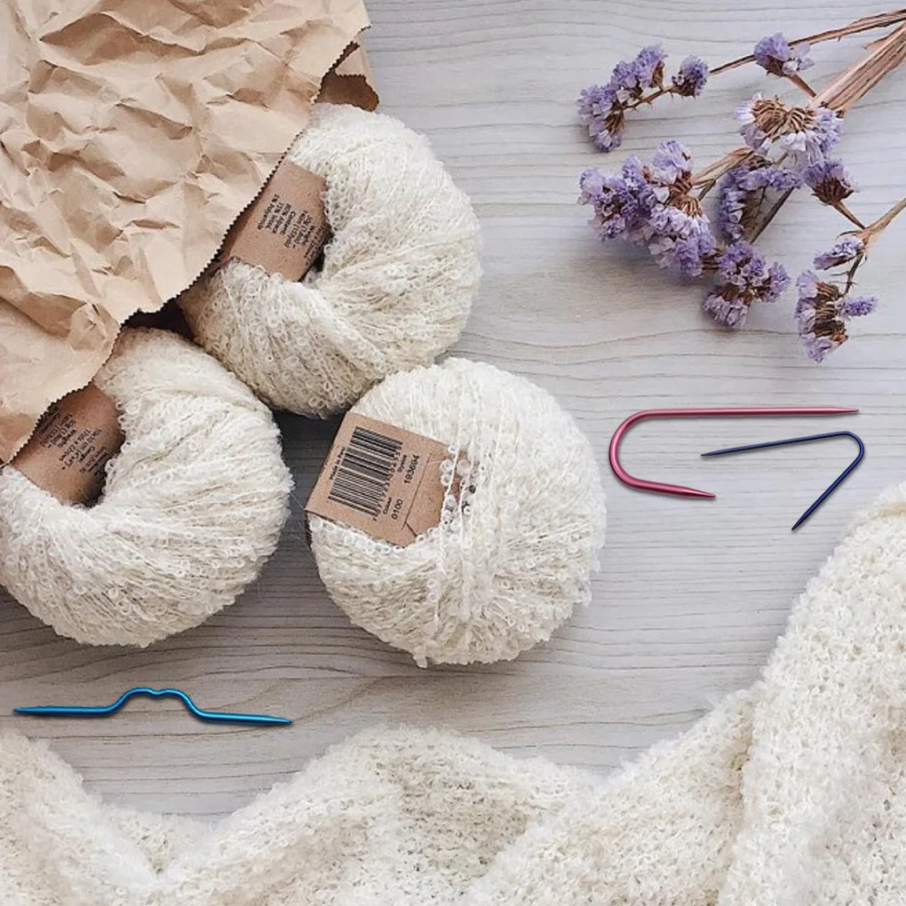 

9Pcs Aluminium Alloy Curved Cable Stitch Holders U-shaped Hand Knitting Tool Accessories Random Color