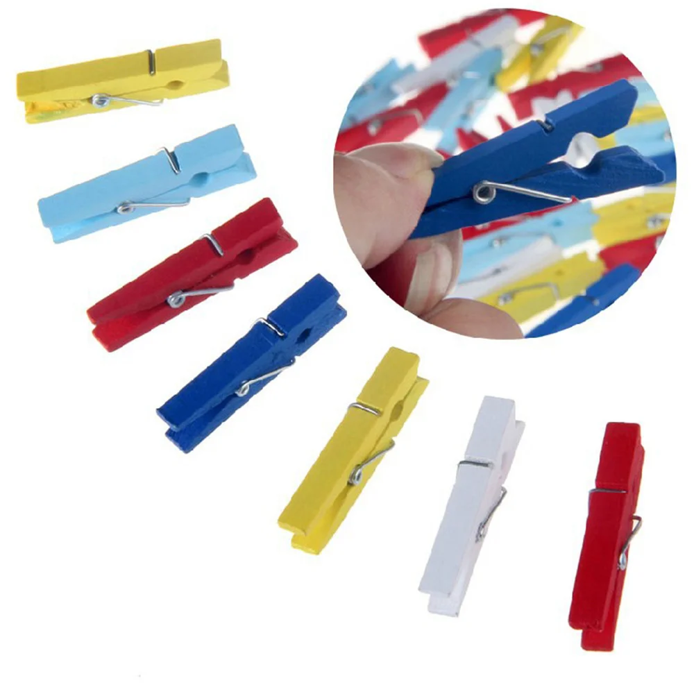 

4.5cm Colorful Mini Wood Clip Photo Clips Folder Clothespin Wood Pegs Storage Clip(Colored Wood Clip,20 / package, 100/5 packs)