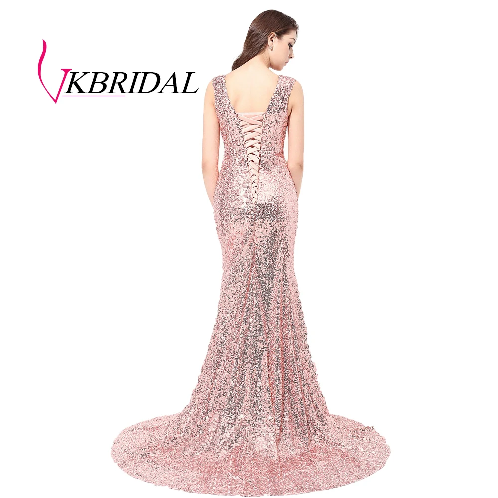 VKBRIDAL платье подружки невесты с v образным вырезом длинное в пол Золотое для