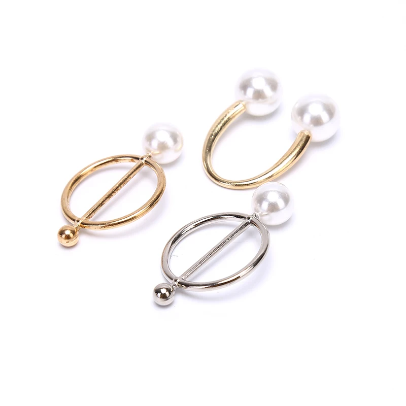 

Pearl Brooch Pin Silk Scarf Buckle Women Shawl Scarf Clip Jewelry Accessories