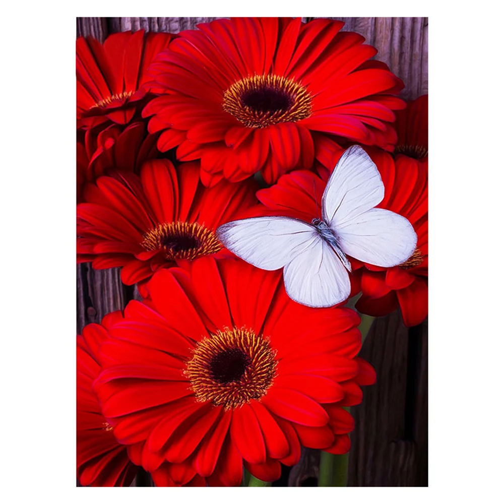 Алмазная 5D картина сделай сам вышивка Красный цветок крестиком 3D украшение для