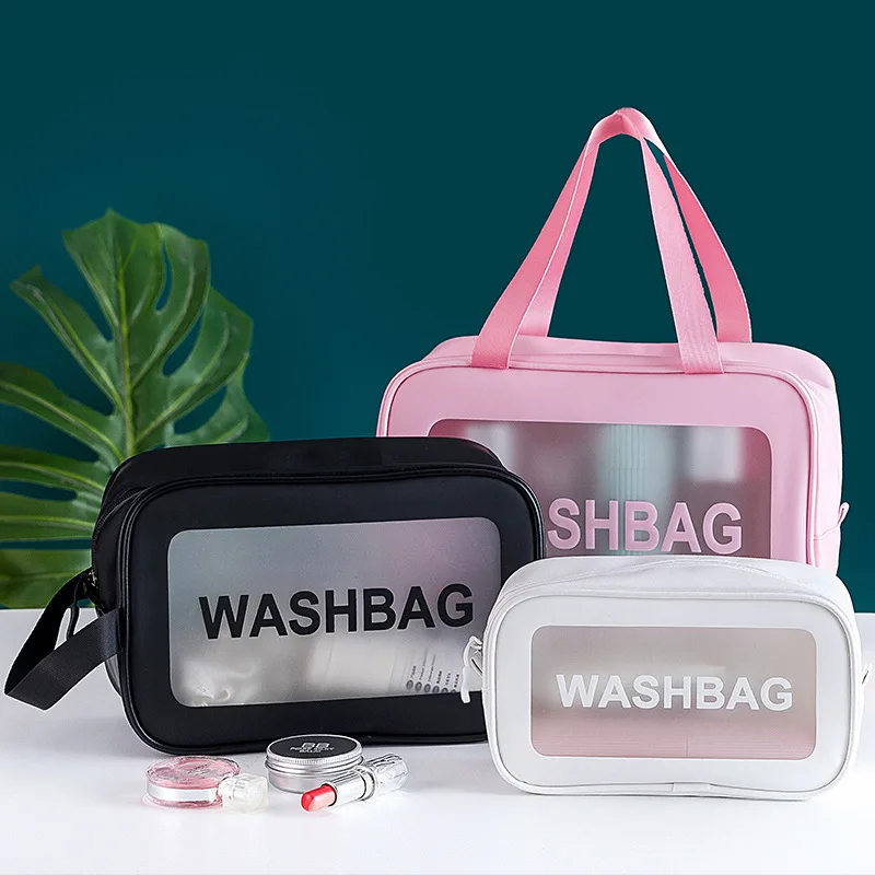 

Portable TPU transparent cosmetic bag Fashion simple travel large capacity storage toiletry bag cosmetic bag