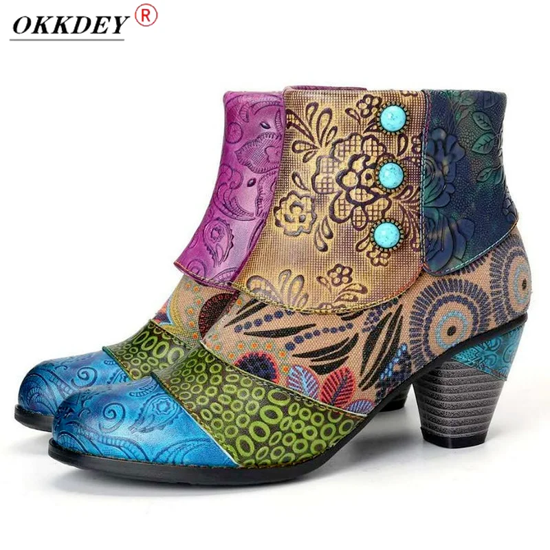 

OKKDEYWinter martin boots for women luxury fashion handmade stitching Martin boots thick heel women boots 2021 new winter boots