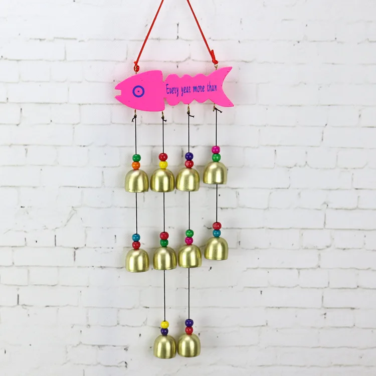 Деревянные кости рыбы счастливого дня колокольчики украшения творческие двери и