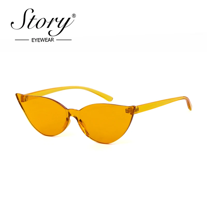 Женские солнцезащитные очки кошачий глаз STORY винтажные цельные без оправы в