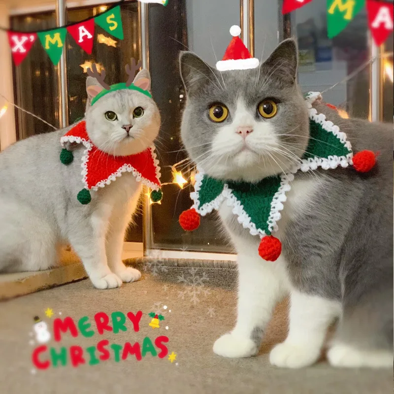 

Cute Pet scarf Christmas Dog Cat Plush Scarf Bib Five-pointed Star Knitted Collar Pet Neckerchief Necklace Grooming Accessories
