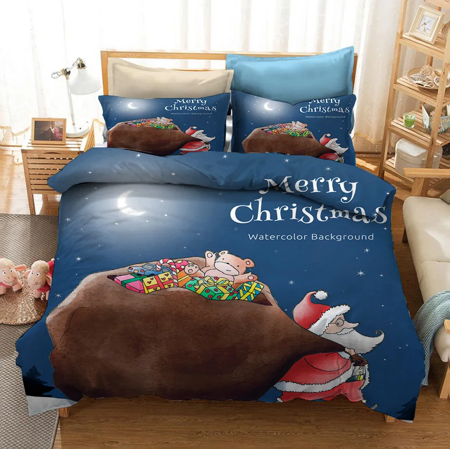 

New Merry Christmas Gift 3D Print Comforter Bedding Sets Queen Twin Single Size Duvet Cover Set Pillowcase Home Textile Luxury