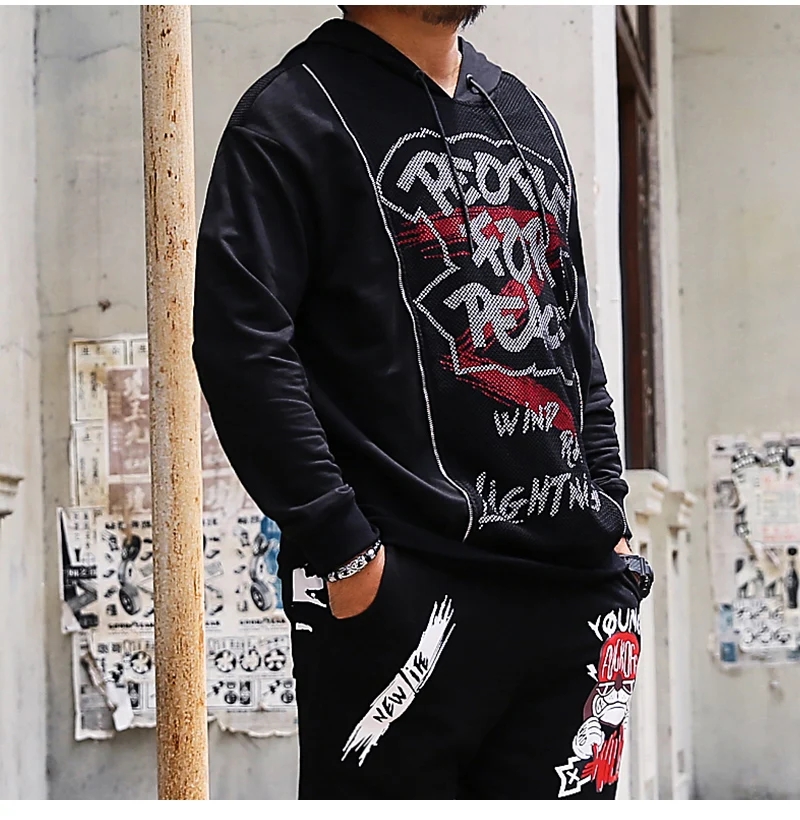 Мужские толстовки с капюшоном буквами уличная хип-хоп мужские японские