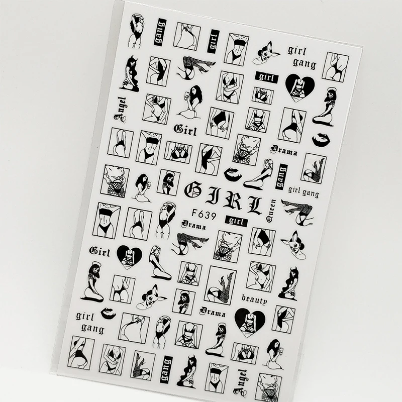 3D наклейки для ногтей Геометрические Животные украшения слайдер панда волк