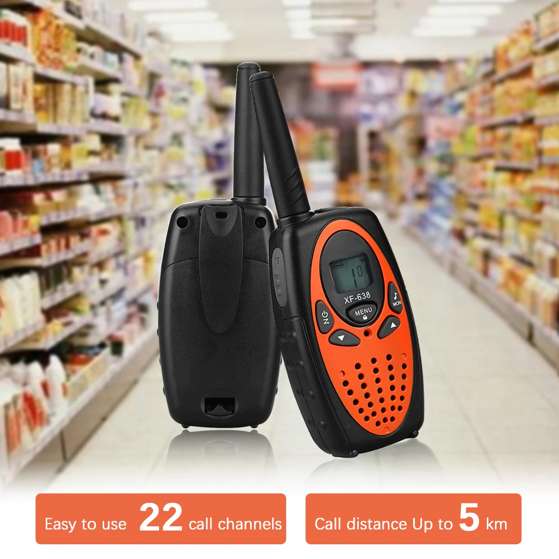 

Marnaska 2Pcs/Pack MIni Walkie Talkies 22 Channels Children Gift/Family Use/Camping Two Way Radio Handheld Interphone