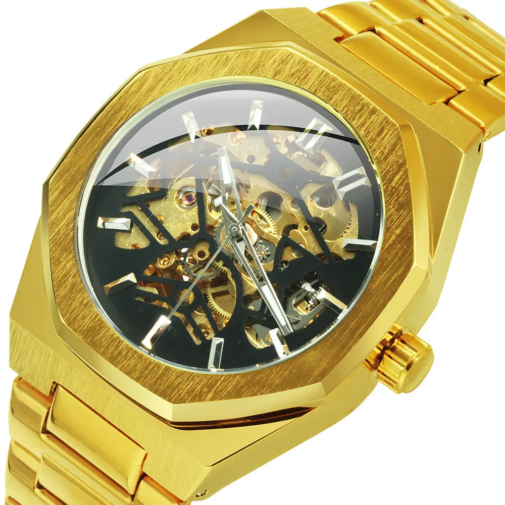 Мужские механические часы скелетоны в стиле стимпанк|Мужские часы| |