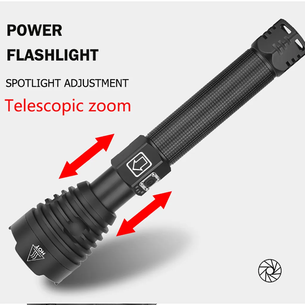 Алюминиевый сплав XHP90 мощный яркий светодиодный фонарик usb зарядка дисплей питания 2500LM# D