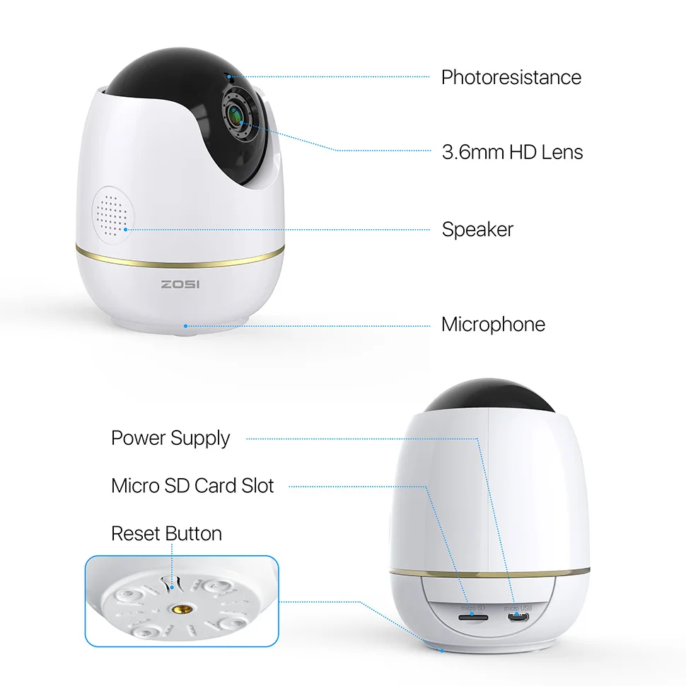 IP камера купольная ZOSI 2 МП 1080p HD Wi Fi|Камеры видеонаблюдения| |