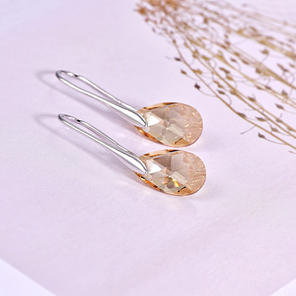 Серьги-капли воды для женщин новые модные Кристаллы от SWAROVSKI серебряный цвет кулон серьги-капельки с имитацией листьев ювелирные изделия подарок для девочки - Окраска металла: Crystal Golden