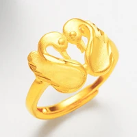 rings for women double swan heart ring 24k gold plated wedding engagement rings cute party holiday anniversary new jewelry