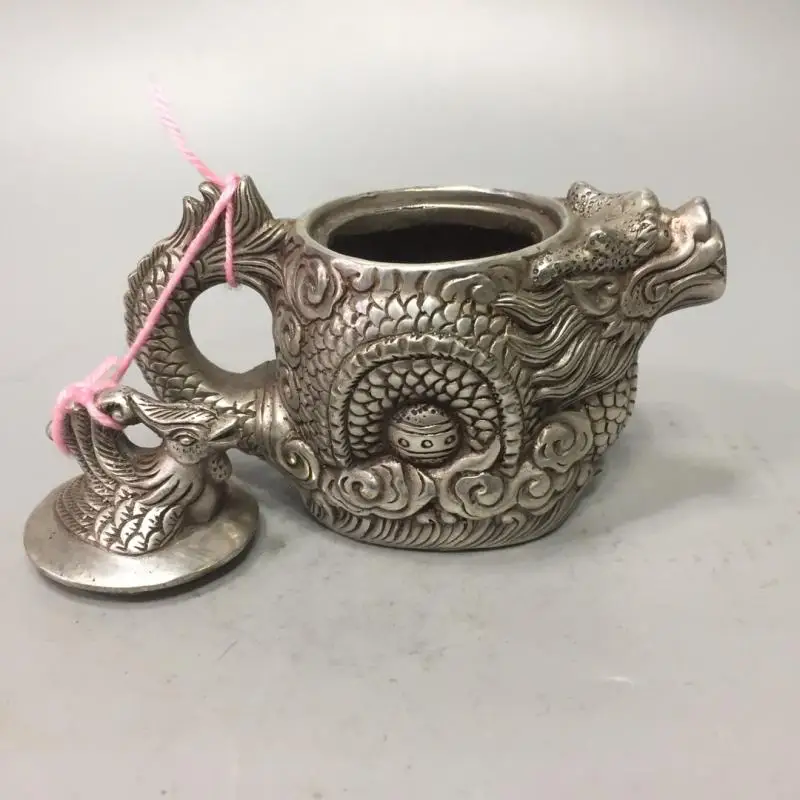 Cupronickel teapot,Traditional Chinese Tea pot Dragon and Phoenix Tea kettle white copper Premium kungfu tea set images - 6