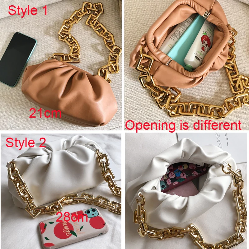 

Thick Chain Women Shoulder Bag Clip High Quality Brand Designer Handbag Fashion Soft Cloud Clutch Bag Fold Small Lady Hand Bag