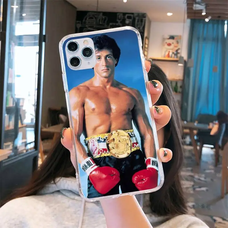 

Rocky Balboa Phone Case Transparent for iPhone 6 7 8 11 12 s mini pro X XS XR MAX Plus cover funda shell