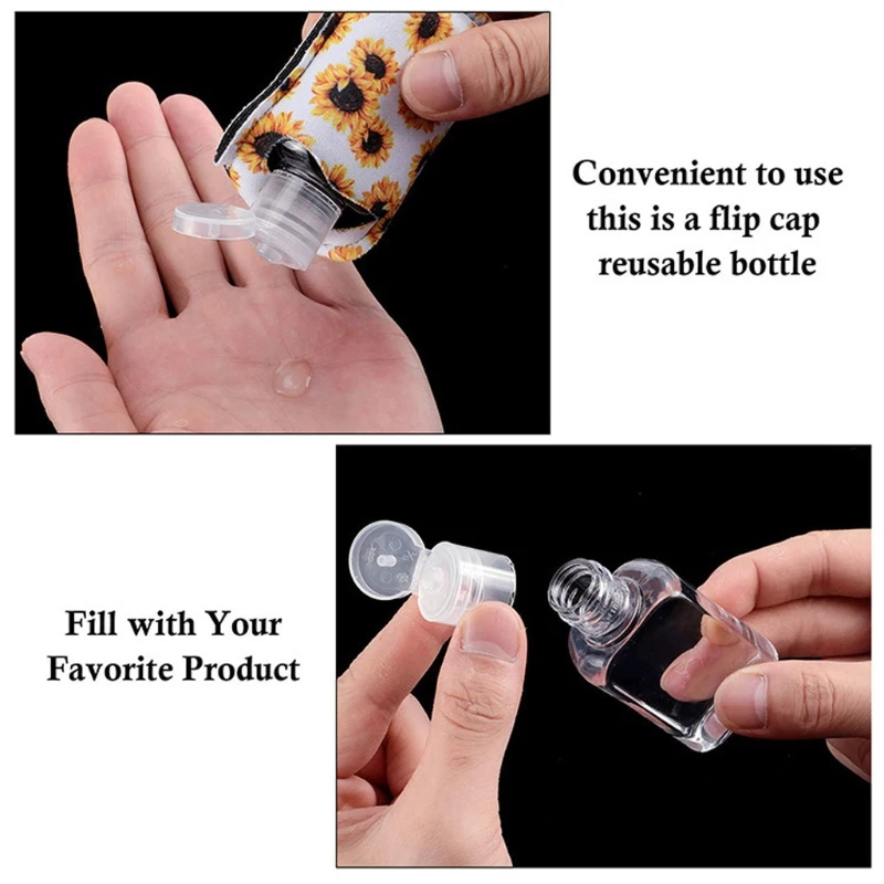 

12 Styles Hand Sanitizer Keychain Holder Empty Travel Bottle Refillable Container Reusable Bottles with Keychain Carrier