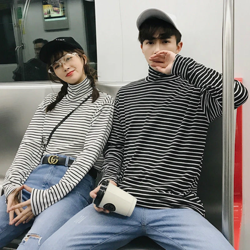 Футболка мужская с длинным рукавом полосатая водолазка в стиле оверсайз