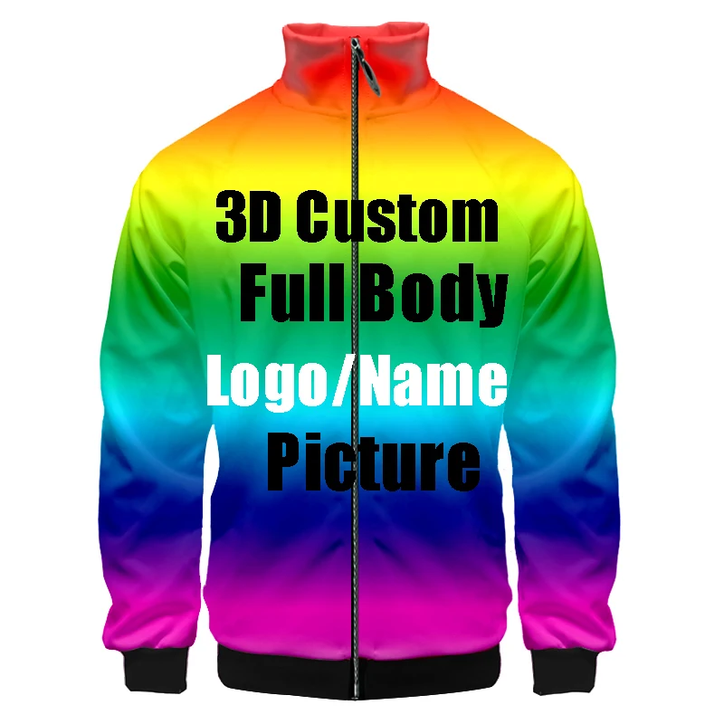 

UJWI 3D Print Custom Women/Men Jacket Polyester Oversizes Stand-up Collar Coat Cheap Dropship DIY Team Name Competition Clothing