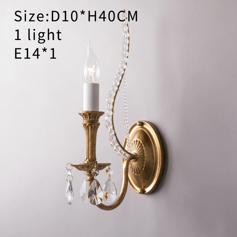 Винтаж золото Настенные светильники с украшением в виде кристаллов бисера бра