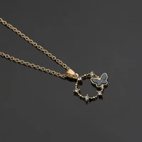 10pcs gift simple geometric round circle butterfly flower zircon clavicle animal flying bee dragonfly insect necklace jewelry