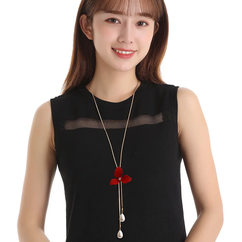 BYSPT элегантное красное цветочное раннее винтажное ожерелье с подвеской