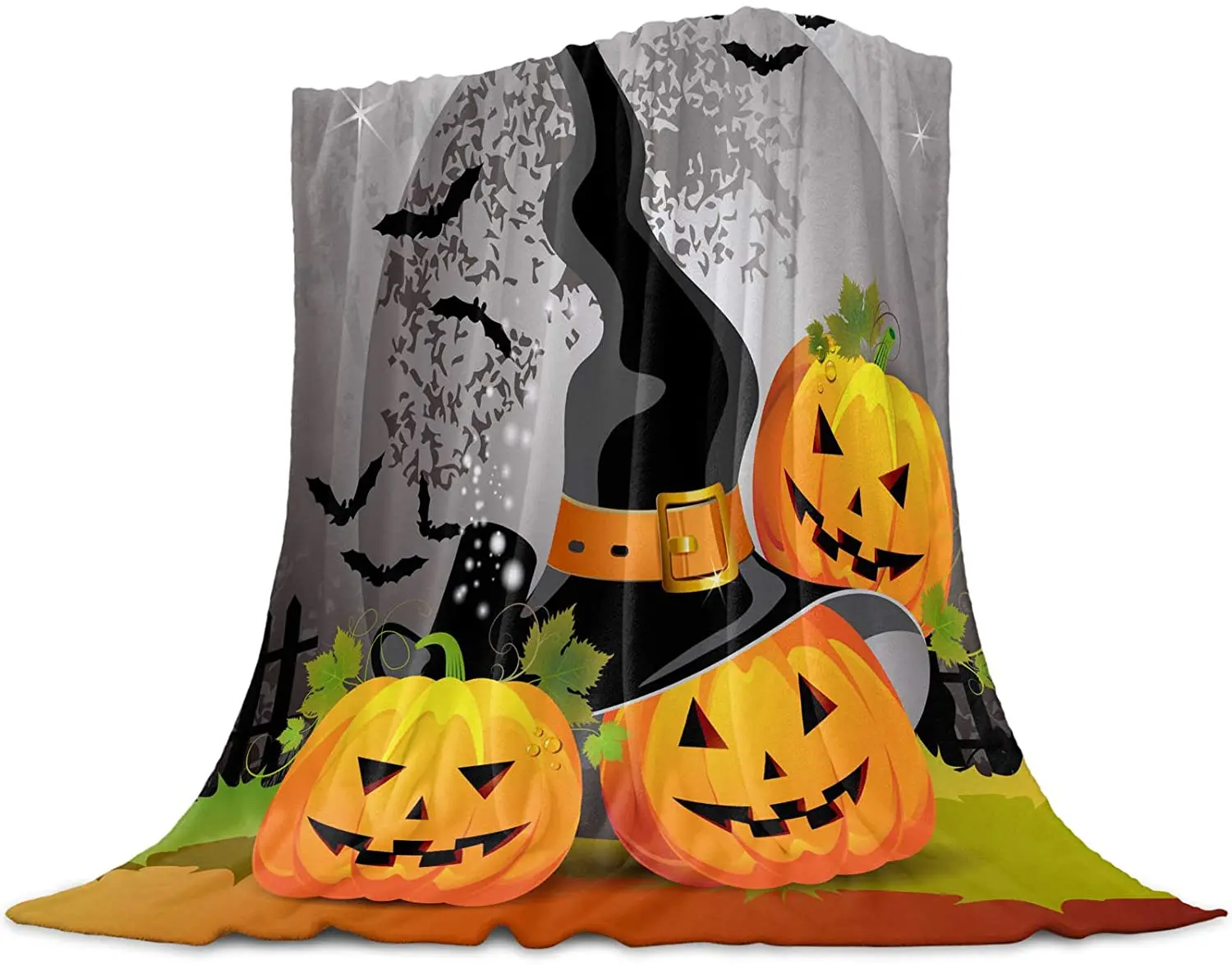 

Flannel Blankets and Throws for Couch Bed, Super Soft Cozy Lightweight Plush Throw Blanket,Halloween Theme Pumpkin Pattern