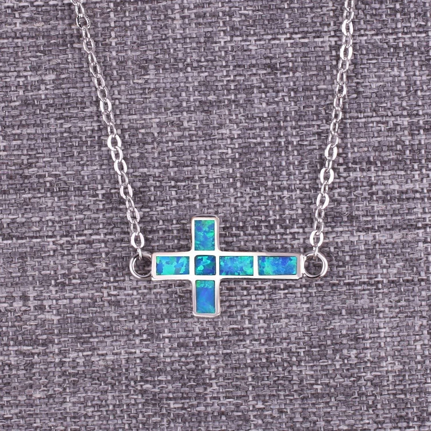 

Exquisite Blue Cross Pendant Necklace Women Wedding Party Jewelry Accessories