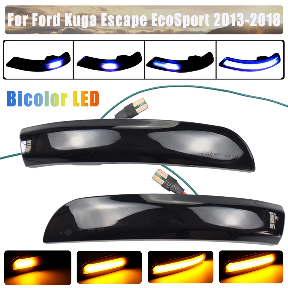 

2pcs For Ford Escape Kuga EcoSport Focus 3 MK3 SE ST RS US Turn Signal Lamp Flowing Side Wing Rear View Mirror Blinker Dynamic