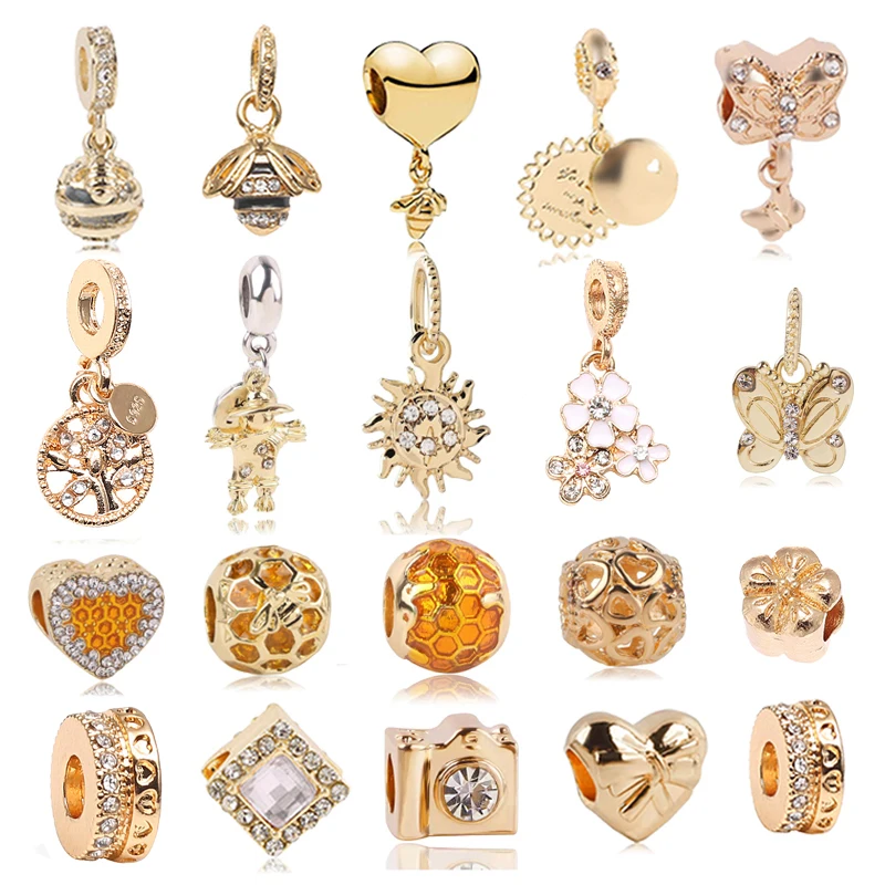 Jewoey Shion 2 шт. 45 стилей золотого цвета милые бабочки пчелы шармы бусины подходят для искусственных ожерелий для женщин ювелирные изделия