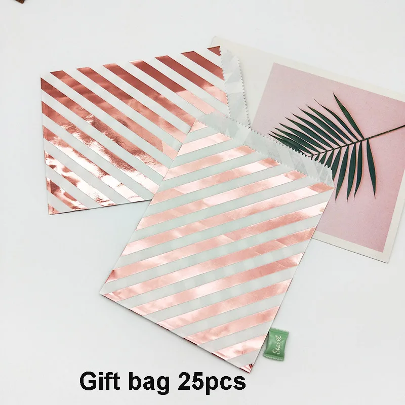 Gift bag 25pcs Розовое золото, одноразовая посуда для вечеринки, Чашка Шампанского, соломинки, 1-й день рождения, Свадебная вечеринка, Декор, Детские принадлежности для душа - Цвет: Gift bag 25pcs