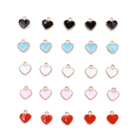 50pcslot heart enamel charms beads diy earrings bracelet pendant neacklace accessories for jewelry making handmade craft