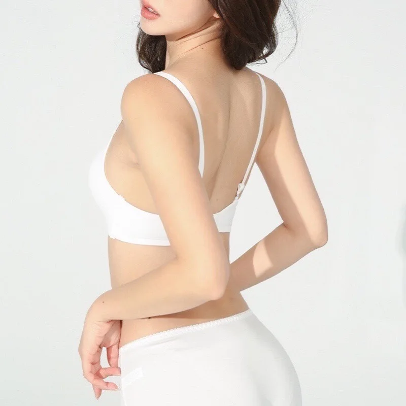 

New Female Underwear Seamless Comfortable Lingerie Woman's Gathered Girl Wire Free Thin Cup Bra and Panty Set