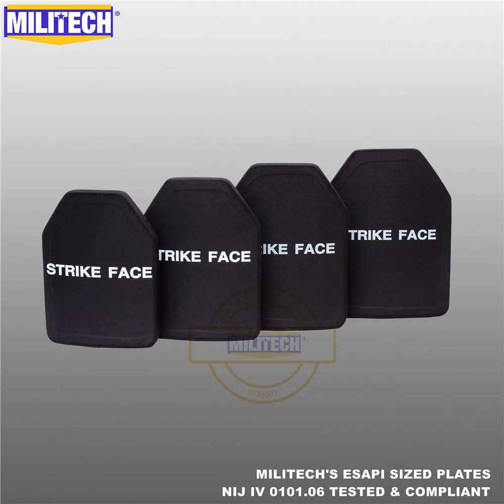 ESAPI Bulletproof Plate Ballistic Panel NIJ level 4 IV Alumina & PE Stand Alone Two PCS From Size S to XL Body Armor--Militech |